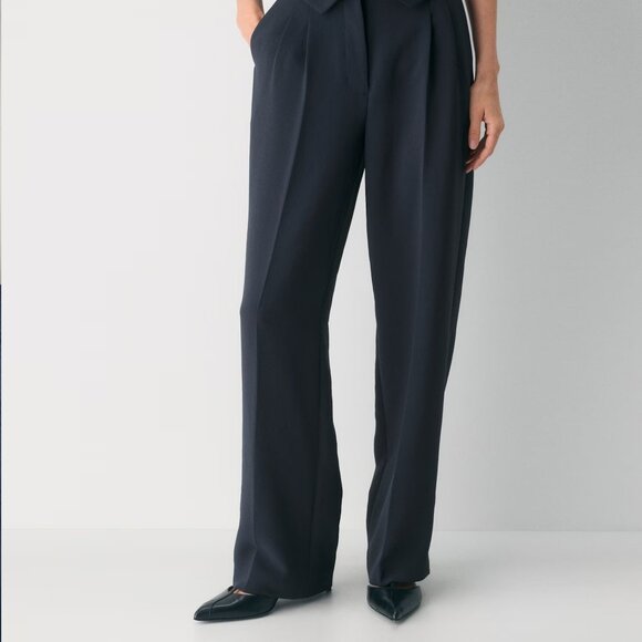 Aritzia The Effortless Pant, High-Waisted Wide Leg Crepe Trousers in Blue, sz 0 - Picture 4 of 16